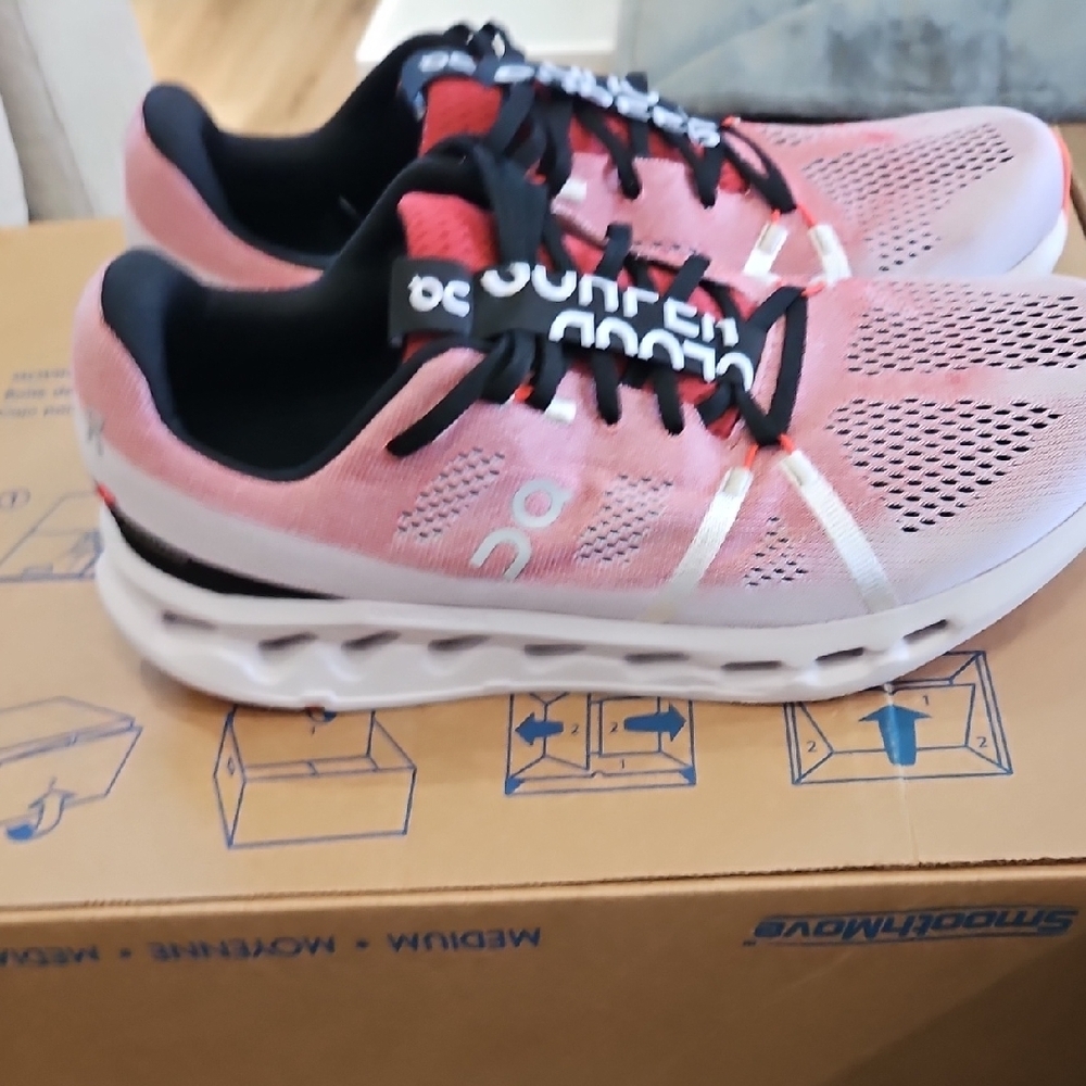 On Running Men's Cloud Sneakers - Red/Orange and Black - Picture 5 of 6